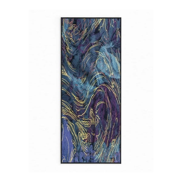 Tmavomodrý prateľný koberec 80x150 cm Swirls – Oyo Concept