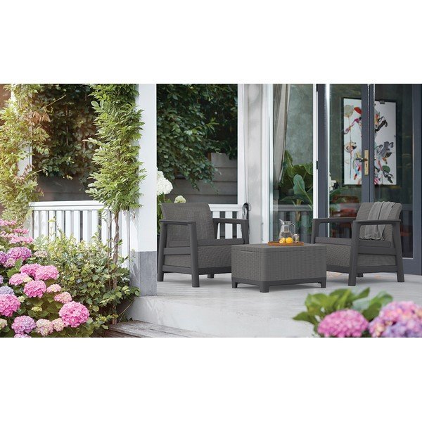 Sivé plastové záhradné kreslá v súprave 2 ks Scandi Linea – Keter-image-1