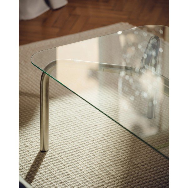 Konferenčný stolík so sklenenou doskou v striebornej farbe 60x110 cm Uku – noo.ma-image-4