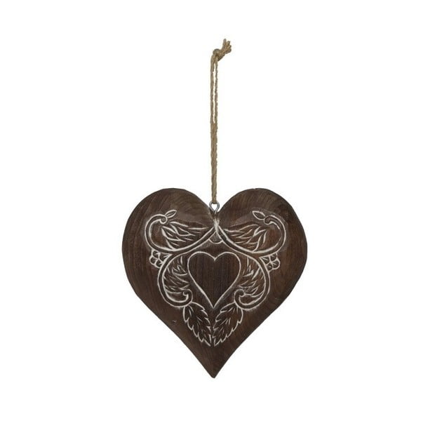 Závesná drevená dekorácia v tvare srdca Antic Line Lily