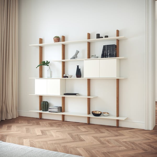 Biely policový diel s konštrukciou z dubového dreva Tenzo Bridge-image-3