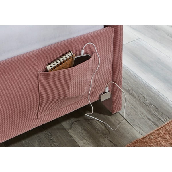 Ružová čalúnená rohová detská posteľ bez roštu 120x200 cm Cool – Meise Möbel-image-4