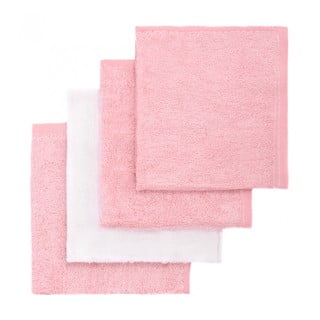 Súprava 4 bambusových detských uteráčikov v ružovej a bielej farbe T-TOMI
