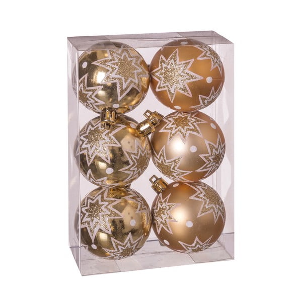 Súprava 6 vianočných ozdôb v zlatej farbe Unimasa Estrellas, ø 5 cm
