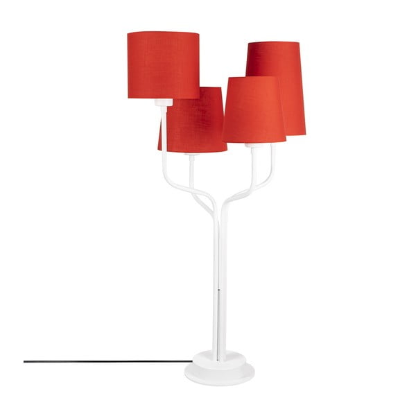 Biela kovová stolová lampa s červenými tienidlami Opviq lights Aposto