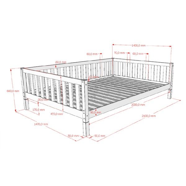 Detská posteľ z borovicového dreva s roštom 140x200 cm v prírodnej farbe Dallas – Vipack-image-4