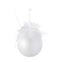 Súprava 4 bielych sklenených vianočných ozdôb J-Line Feather