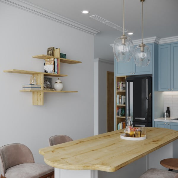 Poschodová polica v dekore duba v prírodnej farbe 123 cm Leo – Kalune Design-image-1