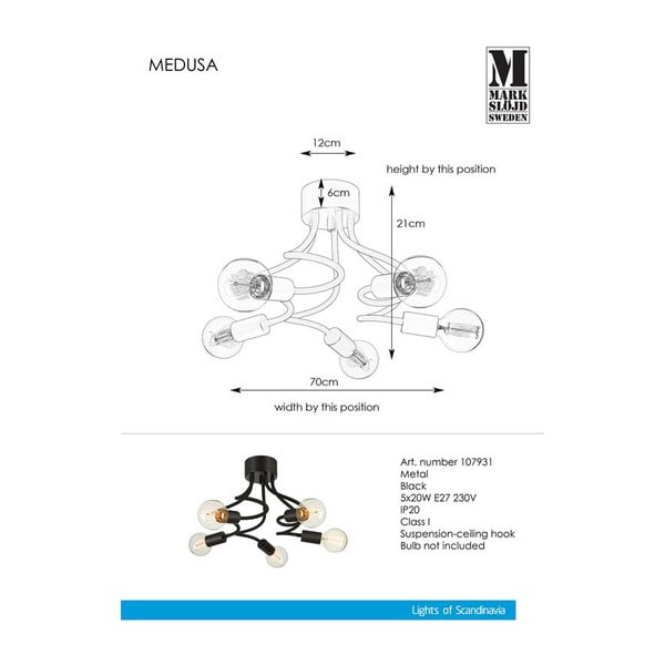 Čierne stropné svietidlo Markslöjd Medua Ceiling 5L-image-1