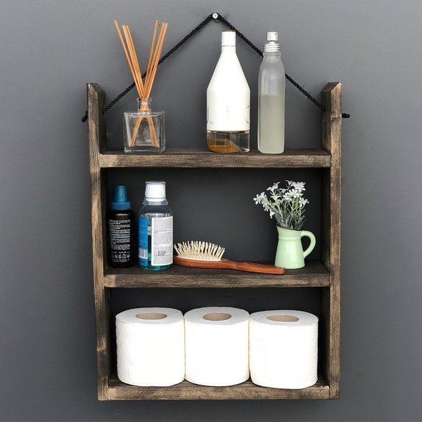 Drevená nástenná polica House, 35 x 48 x 10 cm-image-3