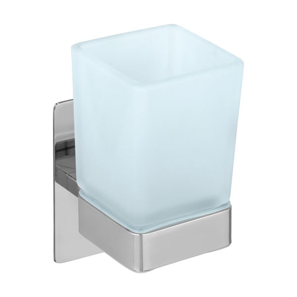 Samodržiaci sklenený téglik na zubné kefky v lesklo striebornej farbe Genova – Wenko-image-2