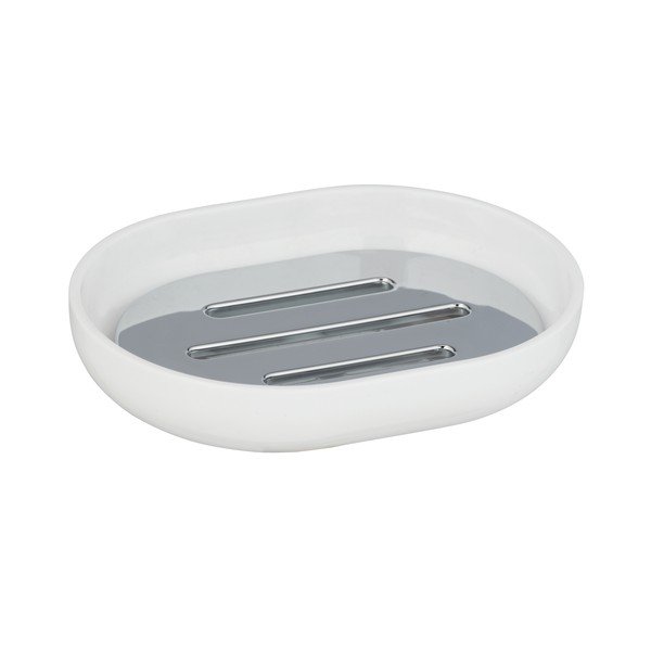Biela nádoba na mydlo s detailom v chrómovom dekore Wenko Posa-image-2