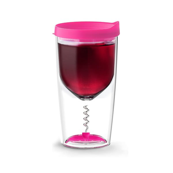 Termoska na víno s vývrtkou Vino Opener Pink