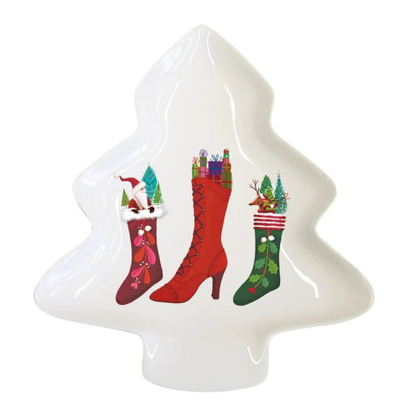 Dekoratívna tácka z kostného porcelánu s vianočným motívom PPD Happy Wintertime