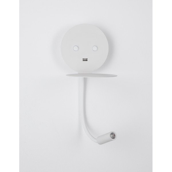 Biele hliníkové LED nástenné svietidlo s ohýbateľnou konštrukciou/s USB portom Eclip – Nova Luce-image-3