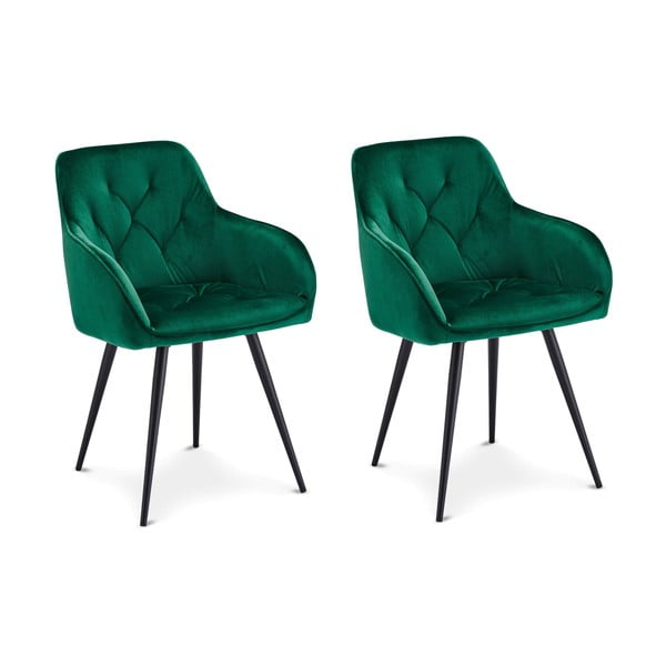 Zelené zamatové jedálenské stoličky v súprave 2 ks Nadja – Furnhouse-image-3