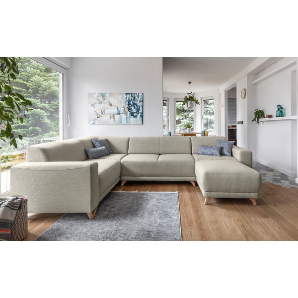 Béžová rozkladacia/s úložným priestorom rohová pohovka (ľavý roh/do tvaru "U") Classy Sophie – Miuform-image-1