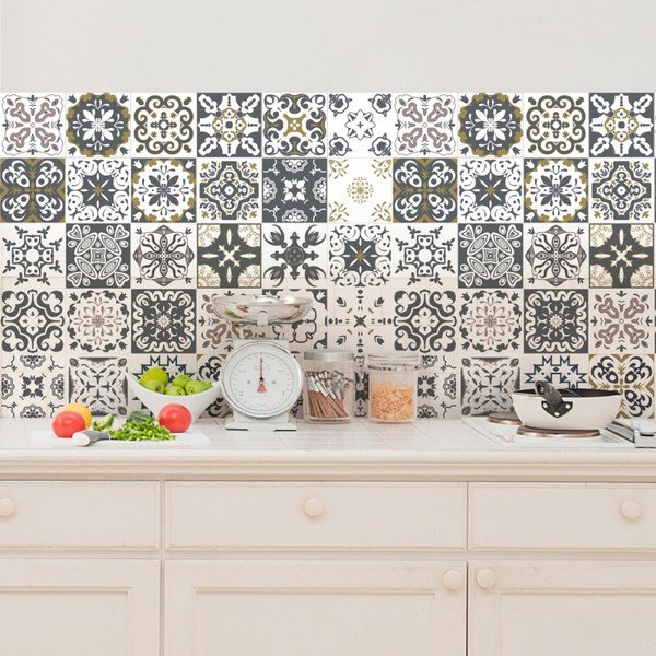 Sada 30 nástenných samolepiek Ambiance Wall Decal Cement Tiles Antalya, 15 × 15 cm-image-1