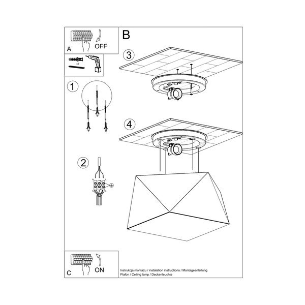 Čierne stropné svietidlo 25x25 cm Koma – Sollux-image-4