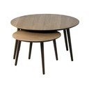 Hnedé okrúhle konferenčné stolíky v súprave 2 ks v dekore duba ø 88 cm Adda – Unique Furniture