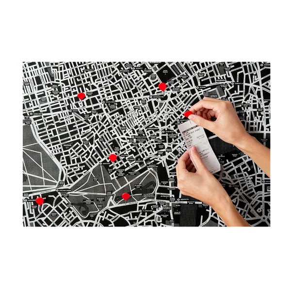 Čierna nástenná mapa Európy Palomar Pin World, 100 x 80 cm-image-3