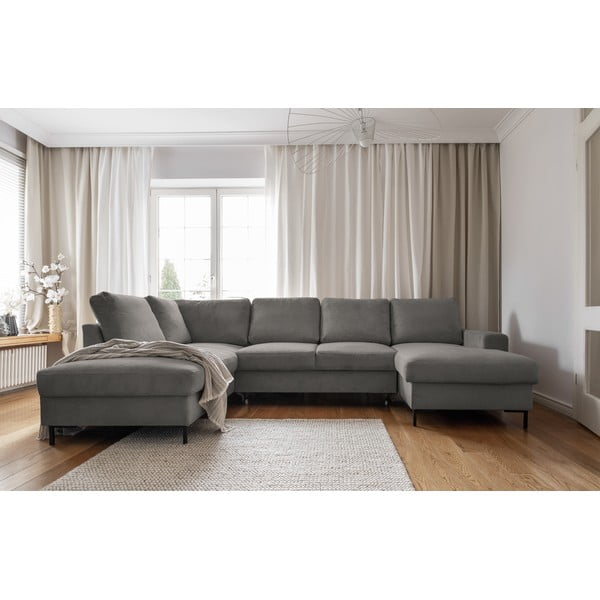 Sivá menčestrová rozkladacia rohová pohovka (ľavý roh) Lofty Lilly – Miuform-image-1
