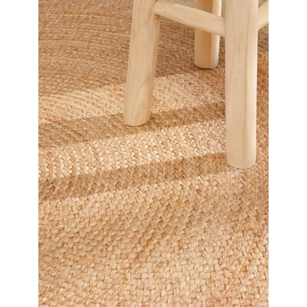 Obojstranný/ručne tkaný jutový okrúhly koberec v prírodnej farbe ø 120 cm Jutta Gold – Hanse Home-image-4