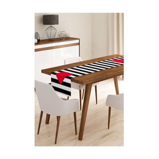Behúň na stôl z mikrovlákna Minimalist Cushion Covers Stripes with Red Heart, 45 x 140 cm