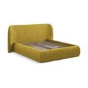 Čalúnená dvojlôžková posteľ s úložným priestorom s roštom 180x200 cm v horčicovej farbe Hauke – Makamii
