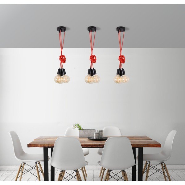 Červené trojité závesné svetlo Filament Style Spider-image-1