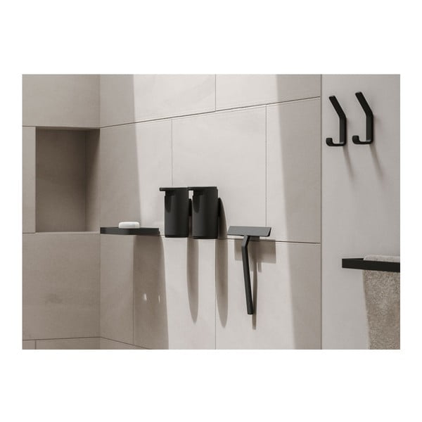 Čierna kúpeľňová stierka so stojanom Zone Rim, šírka 22 cm-image-1