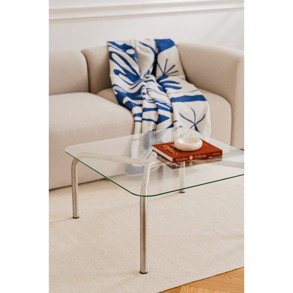 Konferenčný stolík so sklenenou doskou v striebornej farbe 60x80 cm Uku – noo.ma-image-4