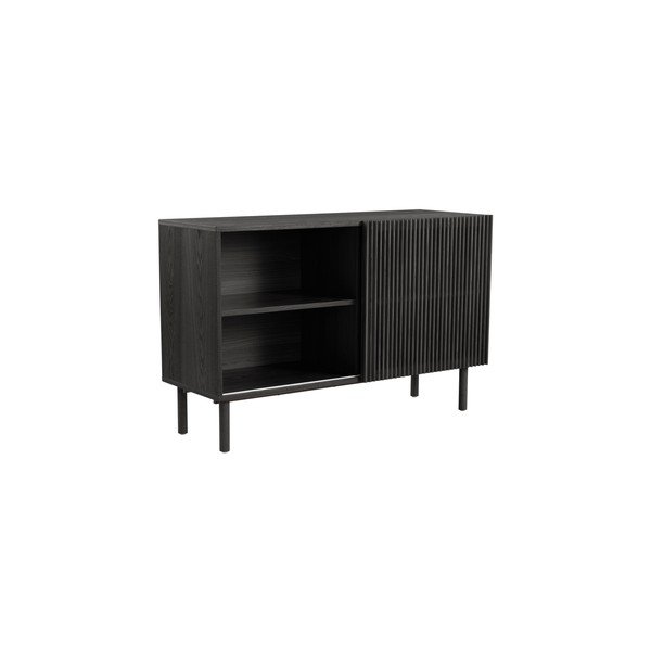Čierna skrinka v dekore jaseňa s posuvnými dverami 124x80x45 cm Sion – Jotex-image-3
