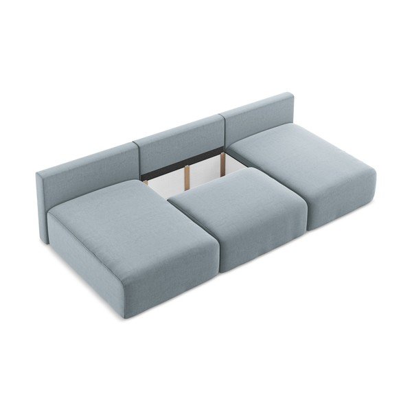 Modrá zamatová rozkladacia/s úložným priestorom rohová pohovka (do tvaru "U") Kalena – Makamii-image-4