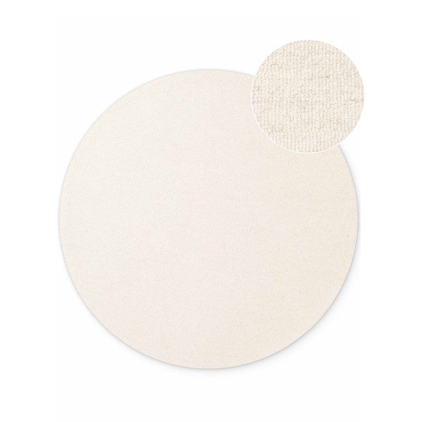 Krémový ručne tkaný vlnený okrúhly koberec ø 200 cm Puristic Knots – Elle Decoration