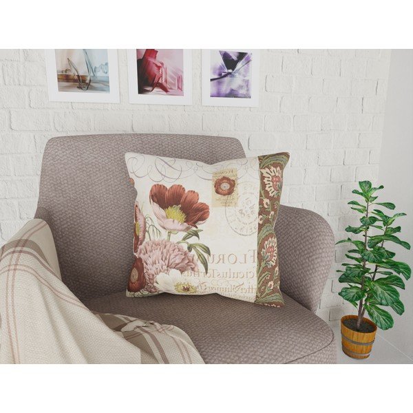 Obliečka na vankúš Vitaus Maseto Flowers Rusto Dos, 43 × 43 cm-image-1