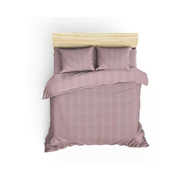 Ružové obliečky na dvojlôžko s plachtou z bavlneného saténu Hobby Wafel, 200 x 220 cm