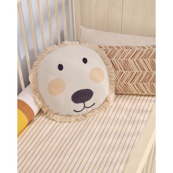Béžová bavlnená obliečka na detský vankúš Kave Home Uriana, ø 45 cm-image-4