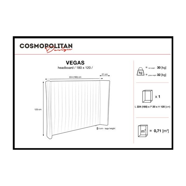 Čelo postele v námornícky modrej Cosmopolitan design Vegas, 180 × 120 cm-image-4