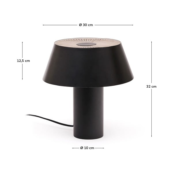 Čierna stolová lampa s kovovým tienidlom (výška 32 cm) Ancare – Kave Home-image-4