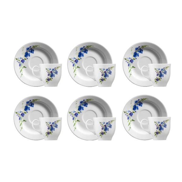 Biele/modré porcelánové šálky v súprave 6 ks 0.9 l – Hermia