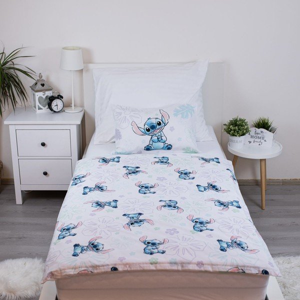 Biele bavlnené detské obliečky do postieľky 100x135 cm Lilo and Stitch "Ohana White" – Jerry Fabrics-image-2