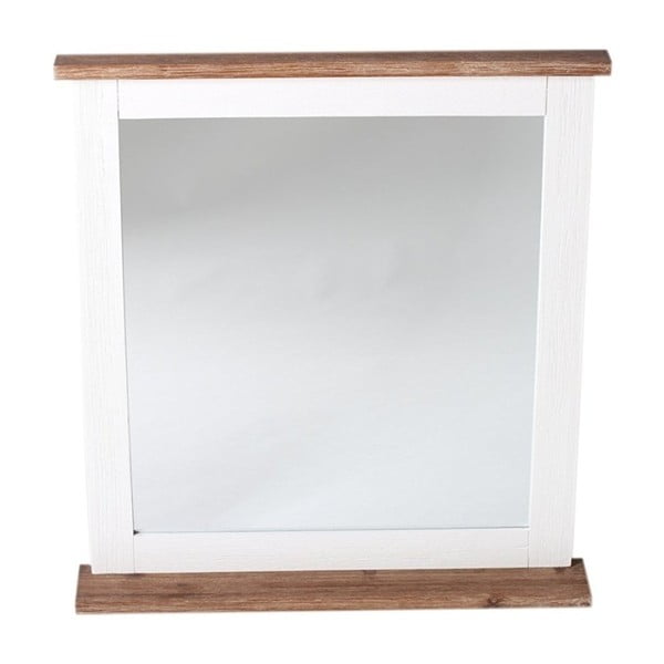 Biele nástenné zrkadlo z akáciového dreva Woodking Kimberly
