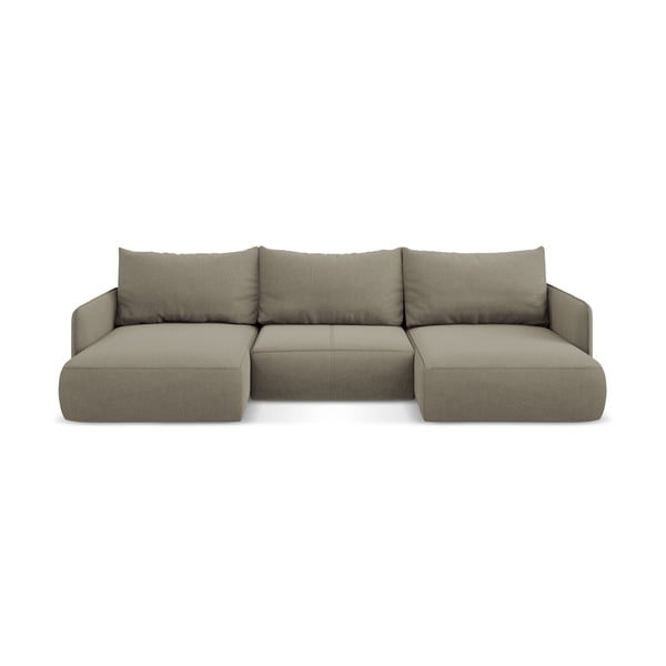 Béžová rozkladacia/s úložným priestorom rohová pohovka Nanea – Makamii