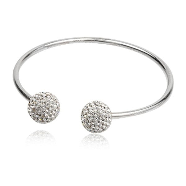 Strieborný náramok s bielymi krištáľmi Swarovski Elements Crystals Bangle