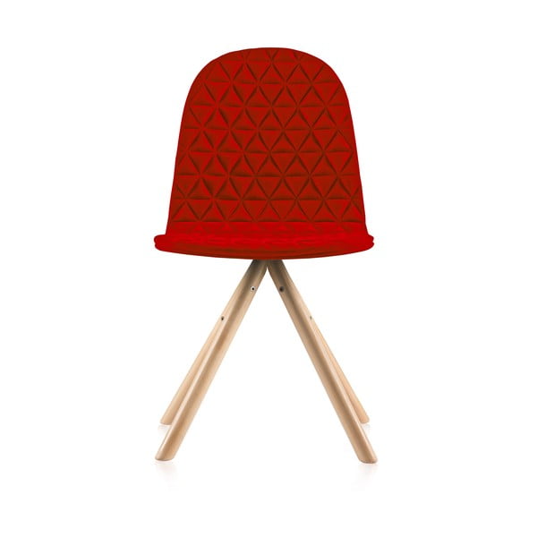 Červená stolička s prírodnými nohami IKER Mannequin Triangle