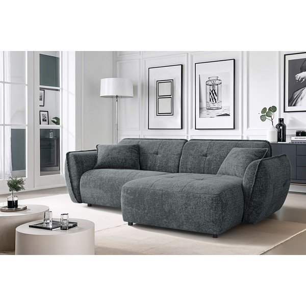 Tmavosivá ženilková rohová pohovka (pravý roh/s leňoškou) Nelia – Ropez-image-1