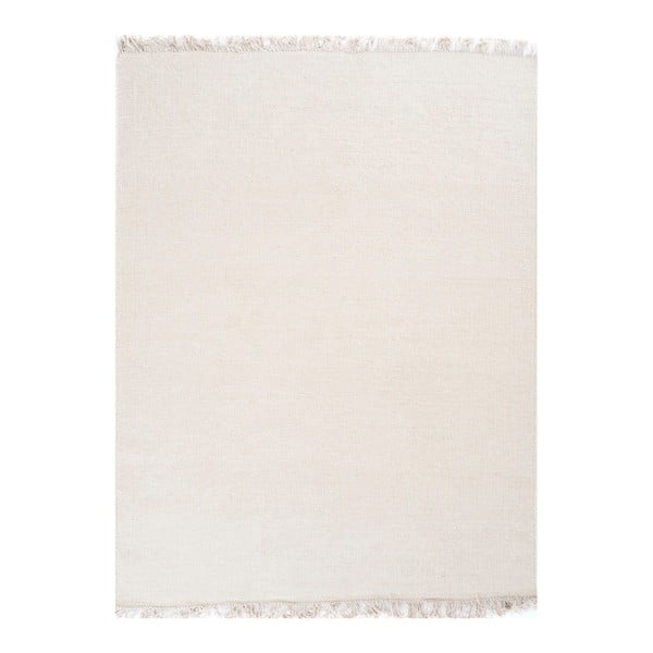 Krémový ručne tkaný vlnený koberec Linie Design Solid, 160 × 230 cm