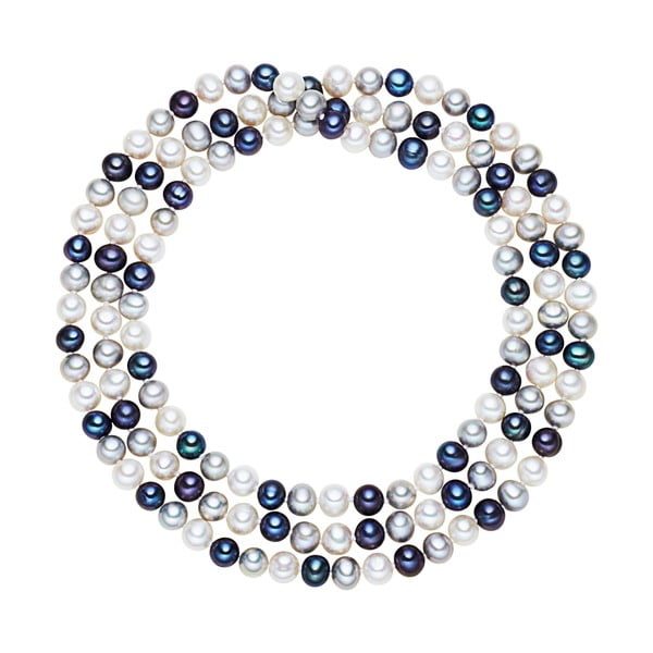 Bielo-modrý perlový náhrdelník Chakra Pearls, 120 cm