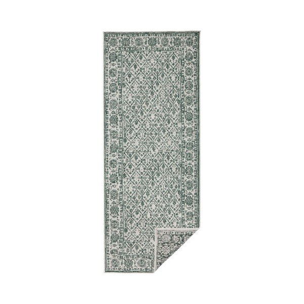 Sivo-zelený vzorovaný obojstranný koberec Bougari Curacao, 80 x 250 cm-image-1